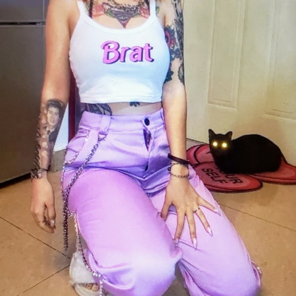 Sugar Thrillz Graphic Print  women's & junior sling tank top - Picture 7 of 8